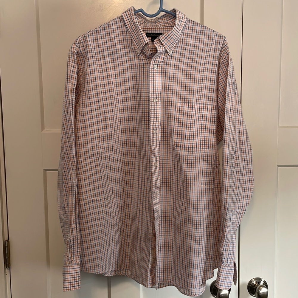 White, orange and blue checked Croft & Barrow dress shirt size large 16.5-17 36